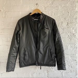 Schott NYC Waxed Cotton Cafe Racer Jacket